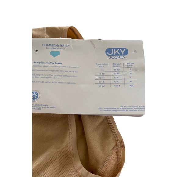 NWT Jockey JKY Beige Slimming Brief Everyday Muffin Tamer Size Large Panties - Picture 3 of 11